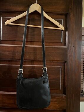 Classic Hippie Coach Black Leather Crossbody Shoulder Bag